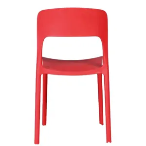 เก้าอี้รับประทานอาหารดีไซน์เรียบง่ายไม่มีแขนสำหรับสวน,เก้าอี้ผู้มาเยือนทำจากพลาสติกเก้าอี้ทานข้าวกลางแจ้งแบบซ้อน