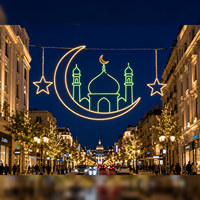 Guirlande lumineuse LED à haute efficacité pour Ramadan, motif croissant de mosquée, cadre en aluminium, pour éclairage de rue, IP65 CE