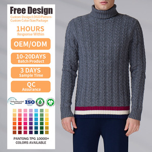 Pull personnalisé pour homme avec logo, conception OEM, pull d'hiver, tricot à manches longues, col haut, pull tricoté sur mesure - Product Image 2
