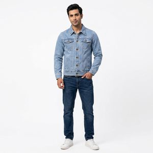 Men's Stylish Denim Winter <b>Jacket</b> with Cozy Thick <b>Fleece</b> Lining and Fur Collar for Casual <b>Warm</b> Outerwear - Product Image 1