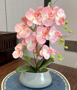 <span class=keywords><strong>N</strong></span>-58 Orchidee Artificiali di Lusso Bianche e Rosa con Fiori in Lattice Realistici e Vaso in Ceramica, Pianta di Orchidea Artificiale in Vaso in Vendita - Product Image 5