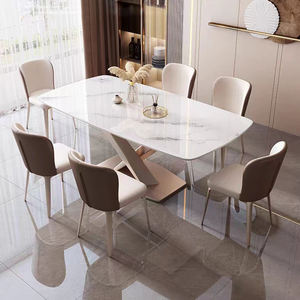 <span class=keywords><strong>Tavolo</strong></span> da pranzo moderno <span class=keywords><strong>tavolo</strong></span> da pranzo rettangolare in acciaio inossidabile dorato di lusso Set <span class=keywords><strong>tavolo</strong></span> da <span class=keywords><strong>6</strong></span> <span class=keywords><strong>posti</strong></span> in marmo per mobili da sala da pranzo - Product Image 2