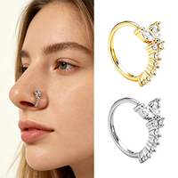 Cincin Hidung Kupu-kupu Melighting 20G 8mm Terbuka Tanpa Sambungan Bahan Baja Bedah Anti Karat 316L Berhiaskan CZ Marquise Perak Perhiasan Tindik Tubuh