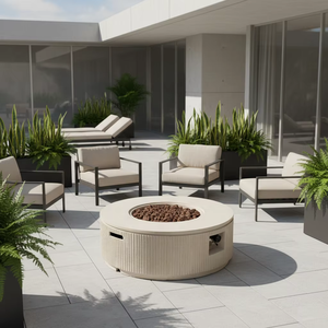 Brasero extérieur au gaz naturel avec 50 000 BTU, design écologique, matériau MGO, billes de verre pour jardin et terrasse - Product Image 1