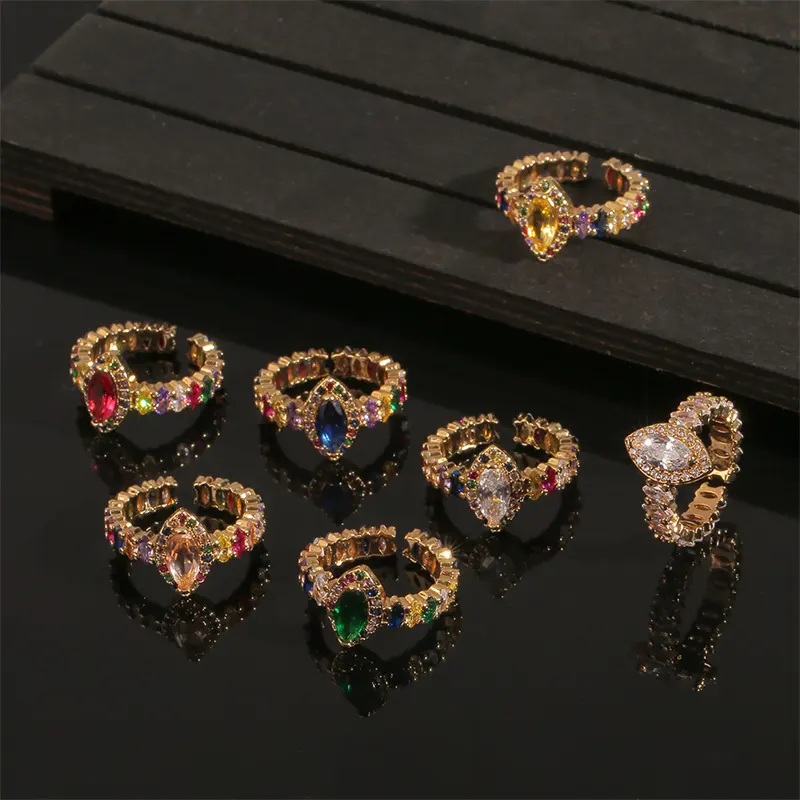Luxe Vrouwen Sieraden In Ringen Cz Rainbow Diamond 18K Vergulde Messing Hoge Kwaliteit Bezoedelen Gratis Waterdicht Voor Vrouwen dier