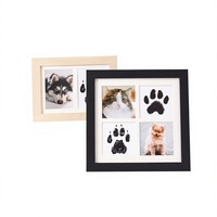 Almohadilla de Tinta DIY Hecha a Mano para Huellas de Perros y Gatos, Sin Lavado, Cuadrada de Dos/Cuatro Rejillas, Material MDF de 8 Pulgadas para Montaje en Pared