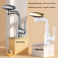 Robinet en acier inoxydable chromé à montage sur plan avec douchette cascade pour lavabo, universel pour eau chaude et froide
