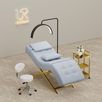 Union Win Lit de pose de cils incurvé, moderne et abordable, fauteuil de salon de beauté, chaise de pose de cils, table de soin pour extensions de cils
