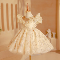 2025 filles robe été Champagne sans manches robe de princesse enfants Style occidental Tutu robes