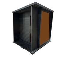 Sauna Traditionnel à Vapeur en Bois de Cèdre pour 4 Personnes, Style Moderne, Extérieur, Toit Incliné Noir, Imperméable