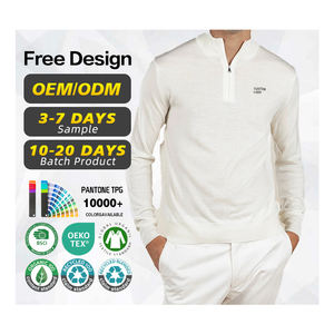 Pull en laine mérinos extrafine de luxe pour homme, certifié GRS, logo personnalisé, pull à demi-zip tricoté, pull d'hiver - Product Image 1