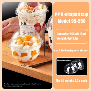 Tazas cuadradas de plástico PP para Postres de 12oz con tapas para vodka, agua Mineral, aperitivos, bebidas, leche, Chocolate, jugo, Tequila - Product Image 3