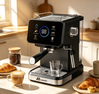 Anbolife Nueva Cafetera Espresso de 20 Bares con Pantalla Táctil a Color, Cafetera para el Hogar con Espumador de Leche, Cafetera de Expreso, OEM ODM