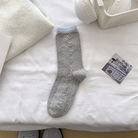 Chaussettes mi-mollet en coton fin absorbant la transpiration pour femme, printemps-automne, avec accessoires nœud simple, style Lolita, pour petites chaussures en cuir, style universitaire