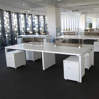 Table de bureau convertible moderne personnalisable en usine, mobilier de bureau, poste de travail cubique en bois pour 4 personnes