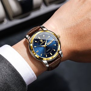 Montre à quartz pour homme Binbond B8879, étanche, avec bracelet en cuir véritable, montre-bracelet décontractée et élégante pour homme - Product Image 3