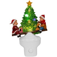 Weihnachtsbaum-Wippe mit Kleiner Figur, Steckbare Nachtbeleuchtung, Weihnachtliche Harz-Wandlampe, Festliche Atmosphäre, Dekorative Nachttischlampe