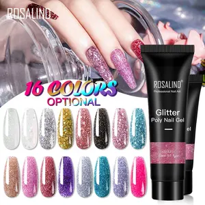 Rosalind glitter disko seni kuku tahan lama 15g uv poly gelpoly gel ekstensi pemoles lem untuk memperpanjang panjang jari akrilik