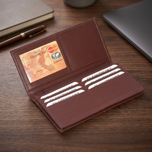 Unisex <b>Brown</b> Leather Fashion Short <b>Wallet</b> with Chains and Letter Decoration Fold Closure Anti-Theft Feature Customized on Sale - Product Image 3