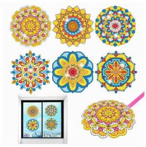 Autocollant de fenêtre Diamond Painting Série Mandala Film statique en PVC DIY Jouet créatif pour enfants pour filles - Product Image 3