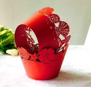 Emballages de <span class=keywords><strong>Cupcake</strong></span> 10 pièces gâteau gobelets en papier escargot conque rose coquille dentelle découpée au Laser doublure cuisson tasse évider étui à Muffins - Product Image 1