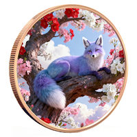 Pièce de monnaie artistique personnalisée en cuivre pur coloré 999, ultra haute relief, motif renard, 1 Troy oz, pour collection et loisirs