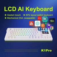 Keyboard Mekanik Berkabel K1 Pro - 78 Tombol Switch Merah, 6 Tombol LCD, 3 Kenop, Lampu Latar RGB - Kustomisasi OEM Tersedia