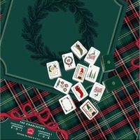 Jeu de Mahjong Américain Personnalisé en Acrylique Gravé, Tuiles de Mahjong Américain Vert Pin, Idéal pour Noël et les Soirées de Jeu en Famille, Cadeau
