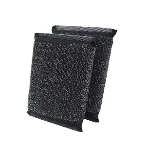 Kitchen Cleaning Black Block Steel Pad Steel Sponge Removes Stubborn Dirt Pinstripe Heavy Duty Dishes Pots Steel Scrub Sponge