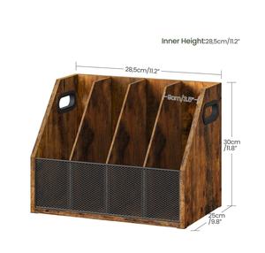 Organizador de Escritorio de Madera, Porta Archivos de Malla Metálica, Organizador de Oficina y <span class=keywords><strong>Estante</strong></span> de Almacenamiento, Revistero de Escritorio con Asa - Product Image 2