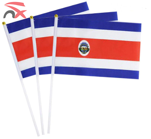 Drapeau à agiter personnalisé <span class=keywords><strong>en</strong></span> polyester 14 * 21 cm du <span class=keywords><strong>Costa</strong></span> <span class=keywords><strong>Rica</strong></span> avec mât <span class=keywords><strong>en</strong></span> plastique de 30 cm - Product Image 6