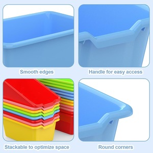 Colorful Plastic <b>Storage</b> <b>Boxes</b> Rectangle <b>Stackable</b> With Handles For Home Toys Organization 0L-5L Capacity - Product Image 4