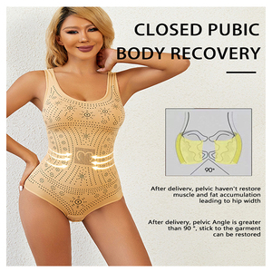 Body sculptant en nylon pour femmes, body à pression, contrôle du ventre, rehausseur de fesses, sans manches, body sculptant, combinaison sans couture - Product Image 3