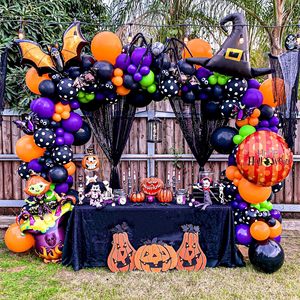 Guirlande d'arche de ballons en latex pour Halloween avec lettres brillantes « Boo » et motif imprimé chauve-souris, décorations de fête de forme ronde - Product Image 2