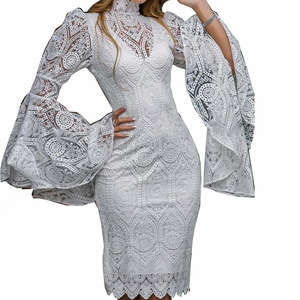 Conjunto de Vestidos de Noche para Mujer con Bordado de Encaje y Mangas Acampanadas, Estilo Explosión Delgada, a la Moda - Product Image 5