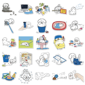 50 autocollants originaux <span class=keywords><strong>de</strong></span> chiens dessinés à la main, motif chiot amusant en train <span class=keywords><strong>de</strong></span> faire la bizarrerie à la maison, pour fournitures pour animaux <span class=keywords><strong>de</strong></span> compagnie et boîtes <span class=keywords><strong>de</strong></span> rangement - Vente chaude - Product Image 3