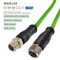 Kabel Ethernet Cat6A 10Gbps M12 X-Code 8 Pin Berpelindung Ganda Tahan Air IP67 dengan Kabel Fleksibel Tinggi PVC atau PUR untuk Industri