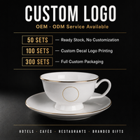 Ensemble tasse et soucoupe à café en céramique 220 ml, bord doré, porcelaine fine, vente en gros, expresso, cappuccino, logo personnalisé, hôtel