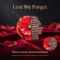 Broche YZ-Poppy Décontractée Tendance Mode Jour de la Mémoire Feuille Émaillée Or 3D Gaufrée Découpée au Laser Couleur Personnalisée Rouge