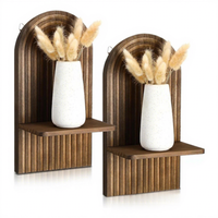 Étagère murale en bois cintrée style bohème, support décoratif polyvalent en bois massif pour bougies, idéal pour le salon