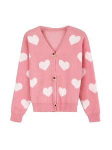 Maglia Cardigan a maniche lunghe da <span class=keywords><strong>donna</strong></span> con motivo d'amore per San Valentino per il commercio estero transfrontaliero europa America - Product Image 3
