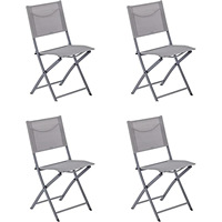 Ensemble trois pièces de chaises pliantes décontractées en fer forgé Textilene pour bistro extérieur et table et chaises portables pour balcon/jardin en plein air