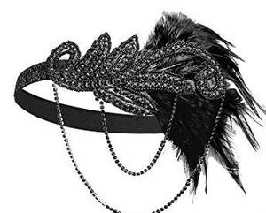 Bandeau Costume Props <span class=keywords><strong>Charleston</strong></span> Costume Accessoires Flapper Headpiece Great Gatsby Plume Perlé Bandeau Chaîne - Product Image 2