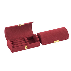 Modern Rectangle Velvet Jewelry <b>Storage</b> Box with Button Closure for <b>Rings</b> Earrings Necklaces-Portable Travel Packaging - Product Image 3