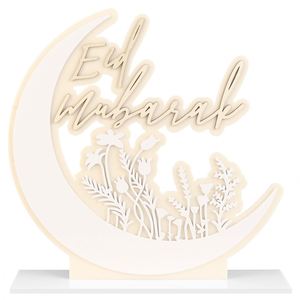 Islamic Muslim Holiday Party Decor Crescent Freestanding Eid Ramadan Mubarak 3D Acrylic Table Signs - Product Image 2