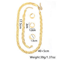Trois couleurs en acier inoxydable PVD plaqué or 18 carats tressé torsion serpent os chaîne boucles d'oreilles anneau mode femmes ensemble en gros