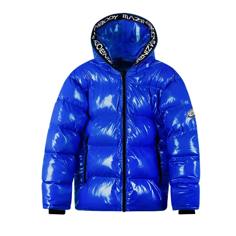 Cappotti invernali con piume d'anatra con logo personalizzato giacca soffice a sbuffo con bolle lucide piumini da uomo oversize caldi e comodi