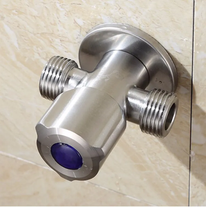 Robinet d'angle moderne à double sortie en acier inoxydable pour salle de bain avec interrupteur d'arrêt d'eau Accessoire d'éclairage chromé - Product Image 4