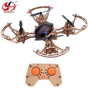 Creative 2.4Ghz Building Block STEM 3D Puzzle Wooden Uav Flying DIY RC Drone With Camera Education Assembled RTF Full Kit