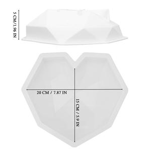 Moldes <span class=keywords><strong>De</strong></span> Silicona Blanco DIY Breakable <span class=keywords><strong>3D</strong></span> Corazón Diamante Forma Silicona Mousse Cake Mold - Product Image 3